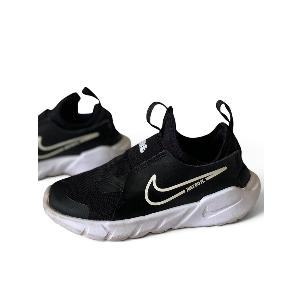 Nike Flex Plus Kids Running Shoes Black White DJ6040-002 Size 12C
